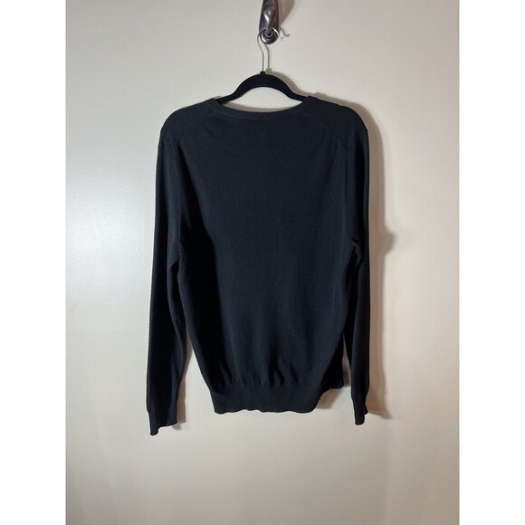 Polo Ralph Lauren Mens Large Black Merino Wool V-Neck Sweater - Picture 5 of 11